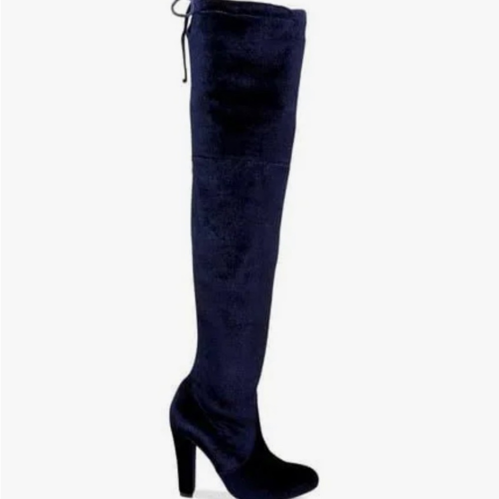 Steve Madden Navy Velvet Thigh High Boots